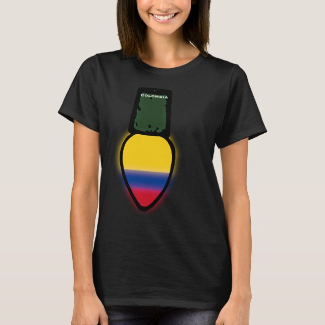 T-shirt Colombia Flag Christmas Light Colombian Pride (Devant)