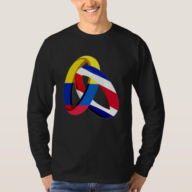 T-shirt Colombia Flag Costa Rica Grown Ring Marriage Weddi (Devant)