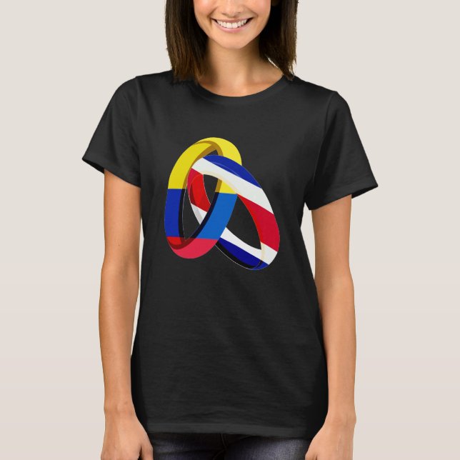 T-shirt Colombia Flag Costa Rica Grown Ring Marriage Weddi (Devant)