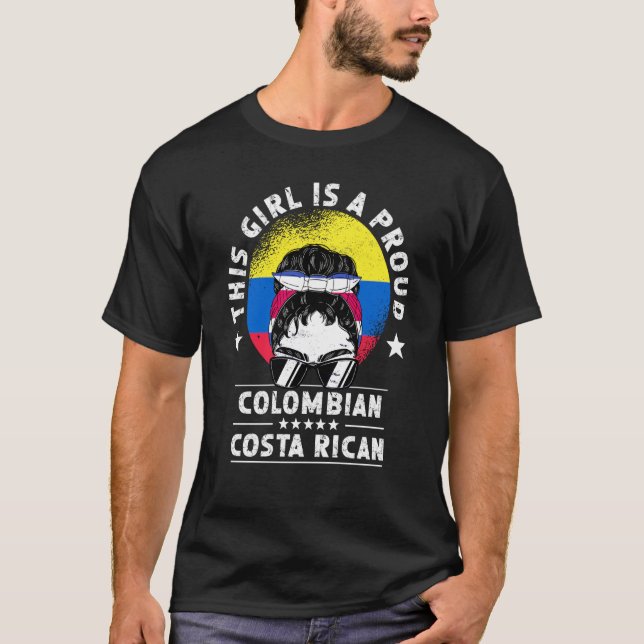 T-shirt Colombia Flag Costa Rica Grown Women Girl Citizen  (Devant)