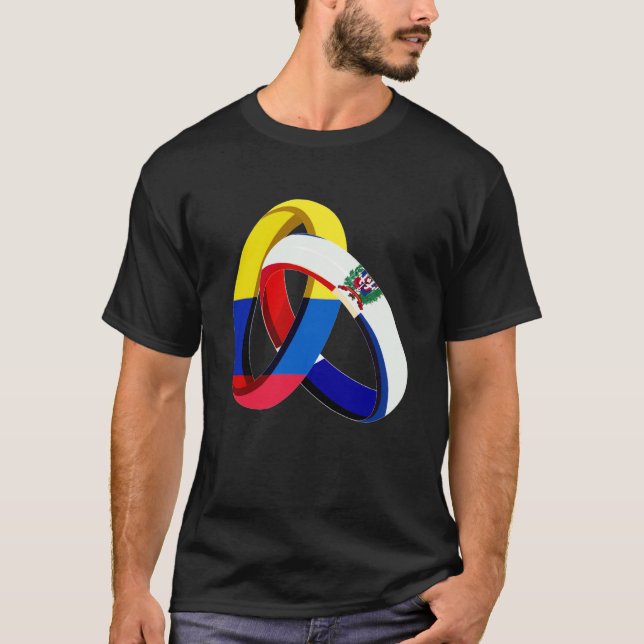 T-shirt Colombia Flag Dominican Grown Ring Marriage Weddin (Devant)