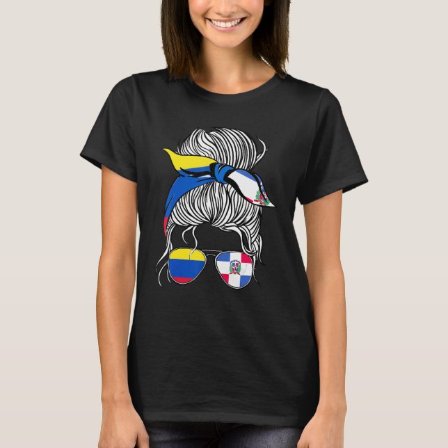 T-shirt Colombia Flag Dominican Grown Women Girl Country (Devant)
