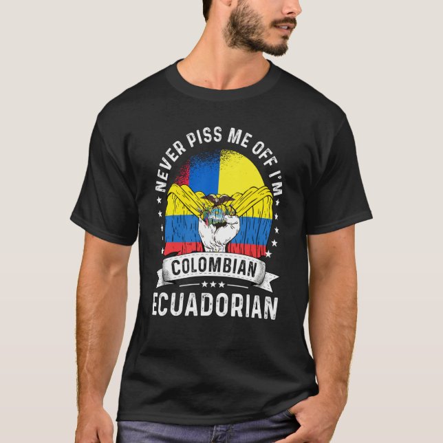 T-shirt Colombia Flag Ecuador Grown  Humor Citizen Pride (Devant)