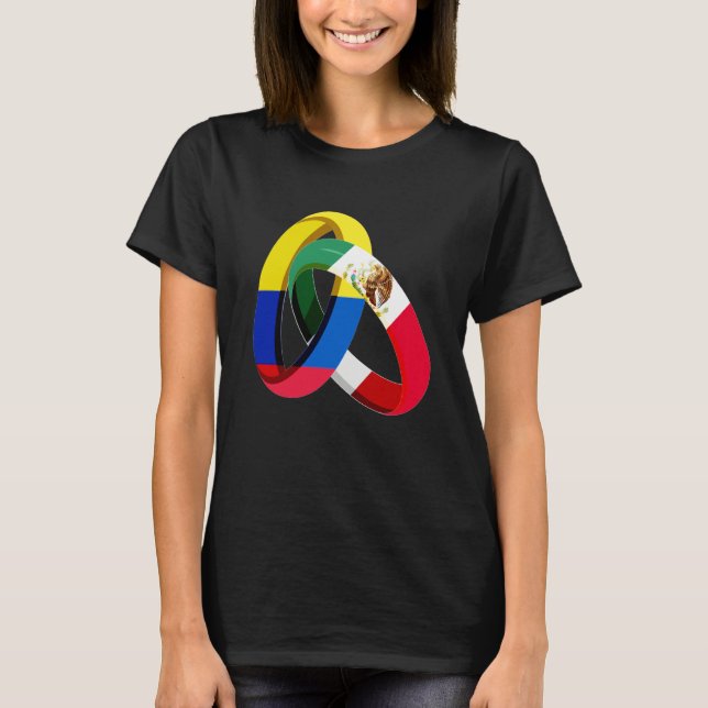 T-shirt Colombia Flag Mexico Grown Ring Marriage Wedding (Devant)