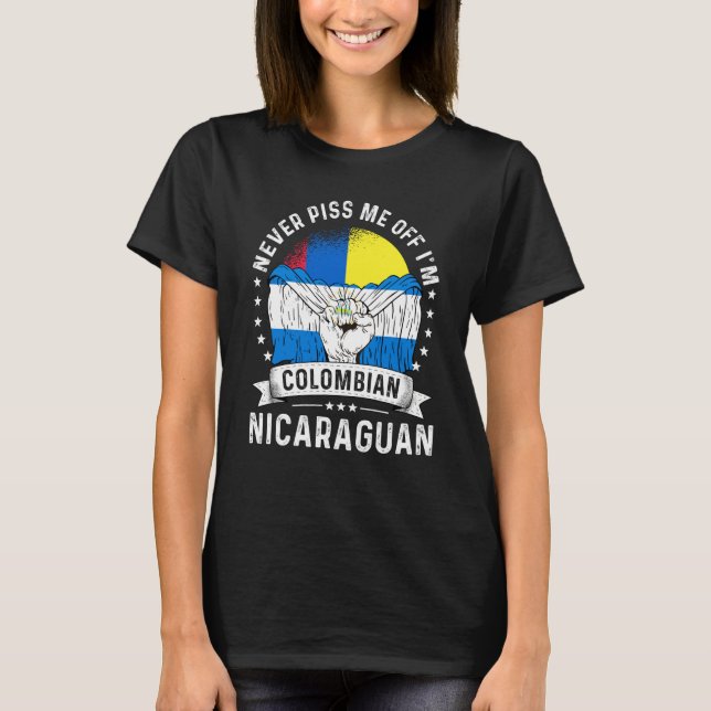 T-shirt Colombia Flag Nicaragua Grown  Humor Citizen Pride (Devant)