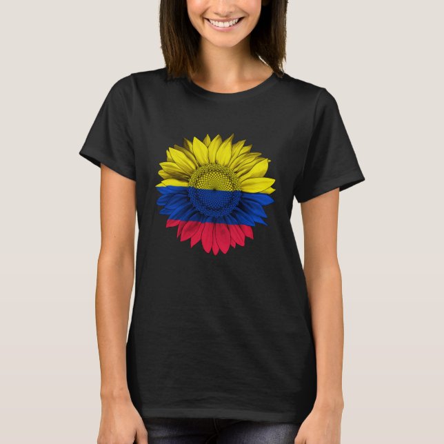 T-shirt Colombia Flag Sunflower Colombian Roots Proud Patr (Devant)