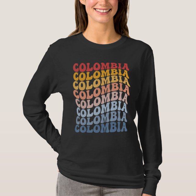 T-shirt Colombia Groovy Retro Colombian (Devant)