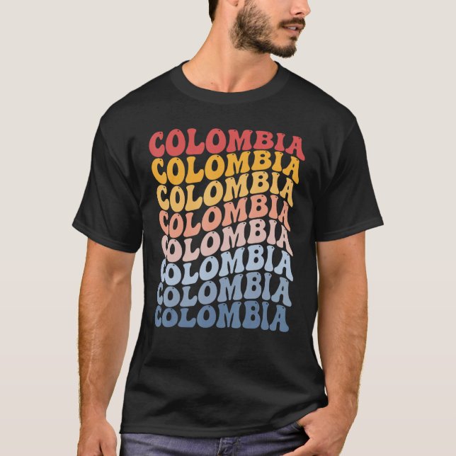 T-shirt Colombia Groovy Retro Colombian (Devant)