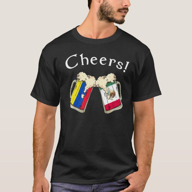 T-shirt Colombia Mexico Flag Cheers Beer Grown Patriot Cou (Devant)
