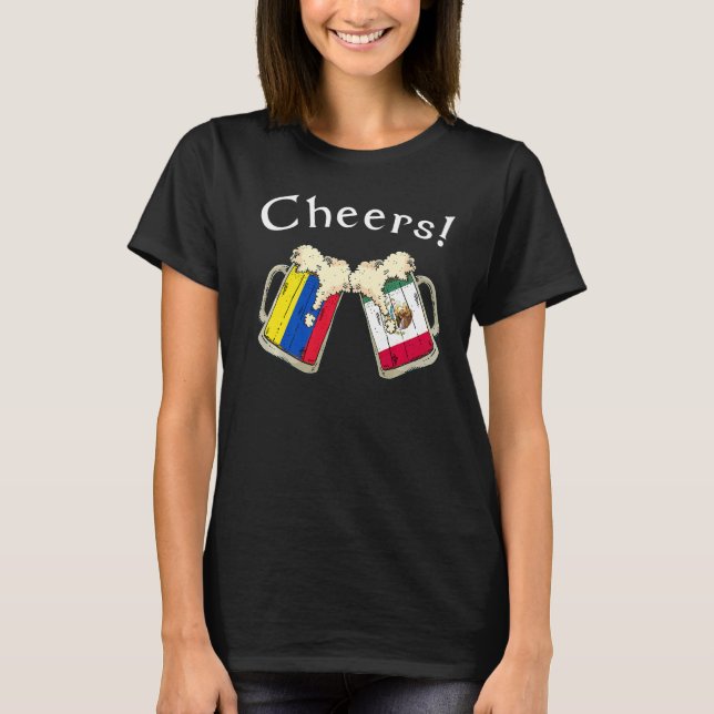 T-shirt Colombia Mexico Flag Cheers Beer Grown Patriot Cou (Devant)