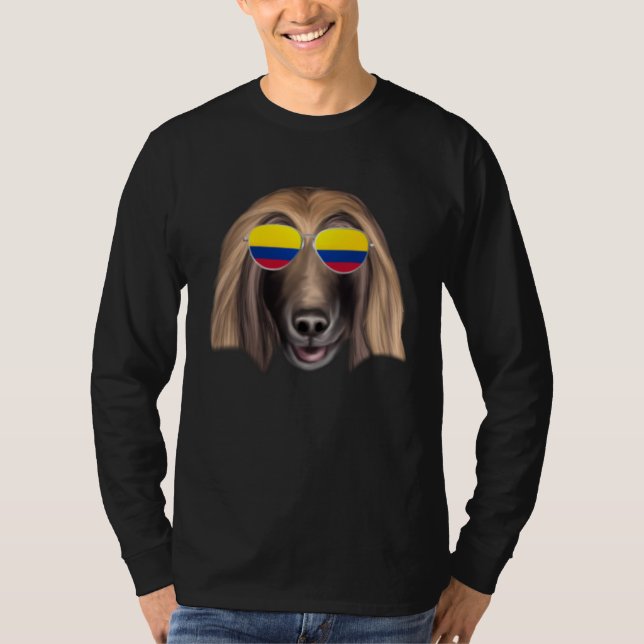 T-shirt Colombian Flag Afghan Hound Dog Colombia Pocket (Devant)