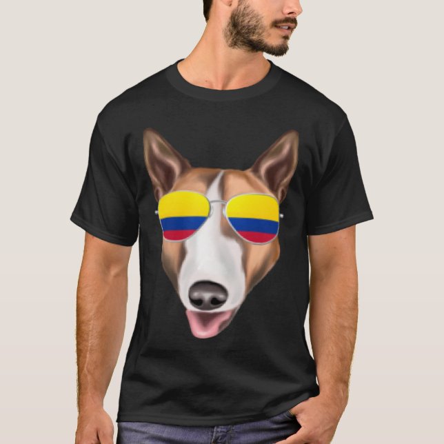 T-shirt Colombian Flag Bull Terrier Dog Colombia Pocket (Devant)