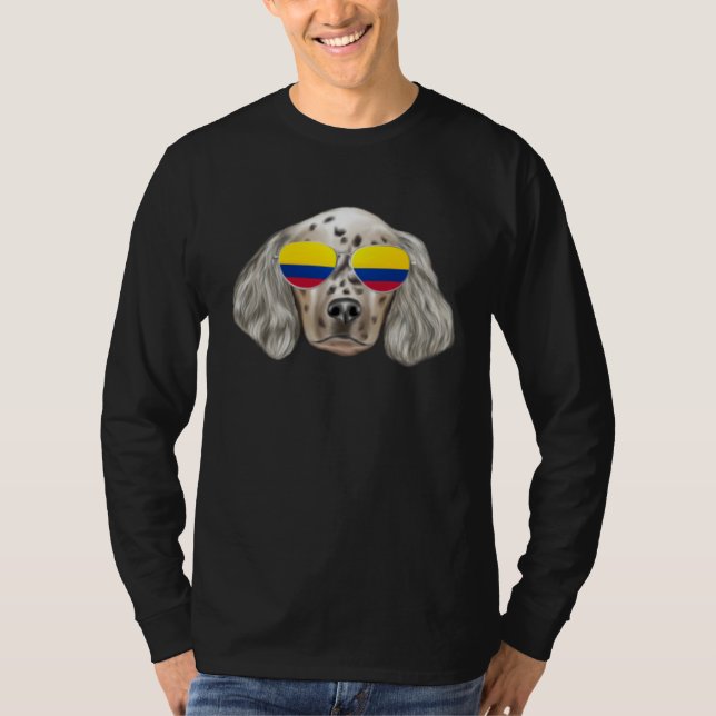 T-shirt Colombian Flag English Setter Dog Colombia Pocket (Devant)