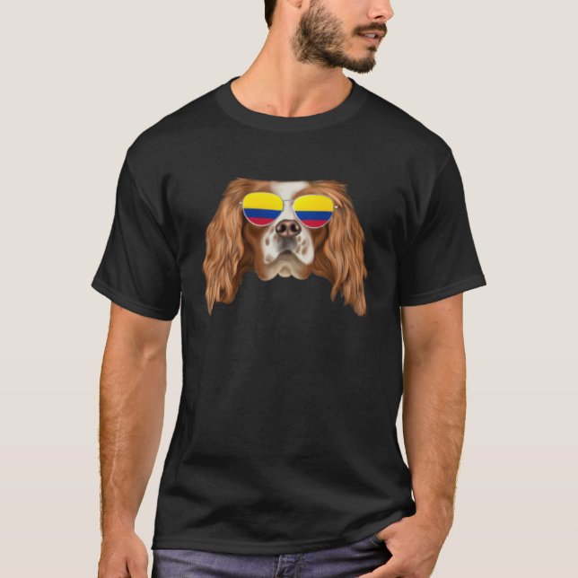 T-shirt Colombian Flag English Toy Spaniel Dog Colombia Po (Devant)