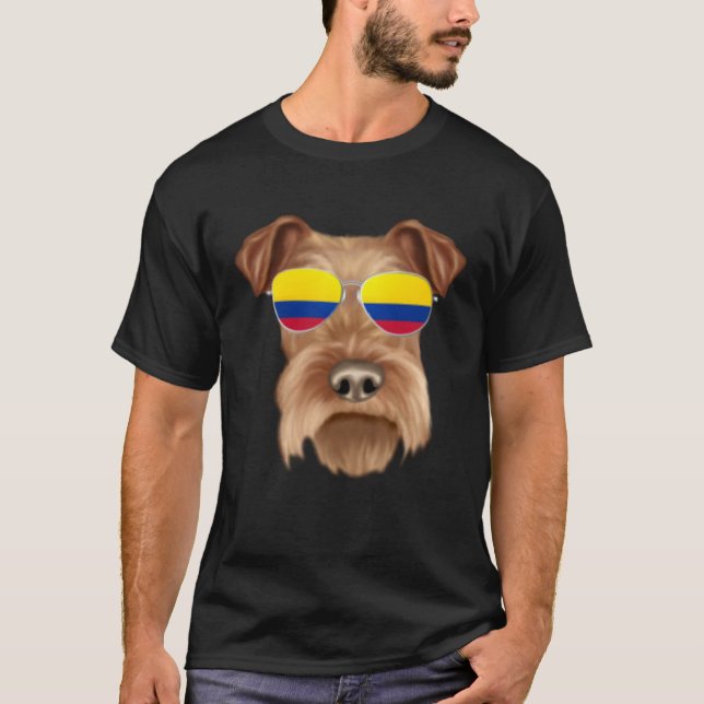 T-shirt Colombian Flag Irish Terrier Dog Colombia Pocket (Devant)