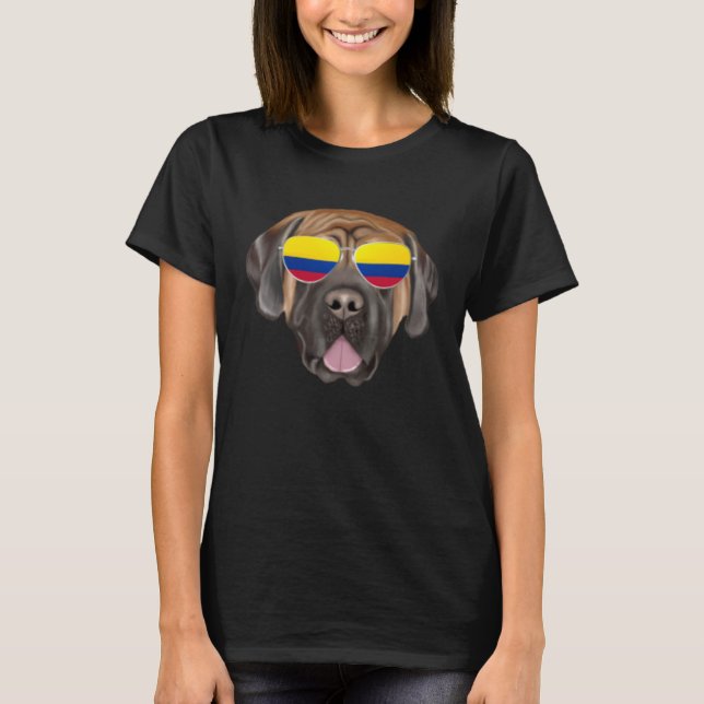 T-shirt Colombian Flag Mastiff Dog Colombia Pocket (Devant)