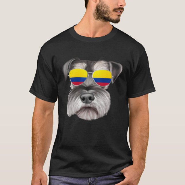 T-shirt Colombian Flag Miniature Schnauzer Dog Colombia Po (Devant)