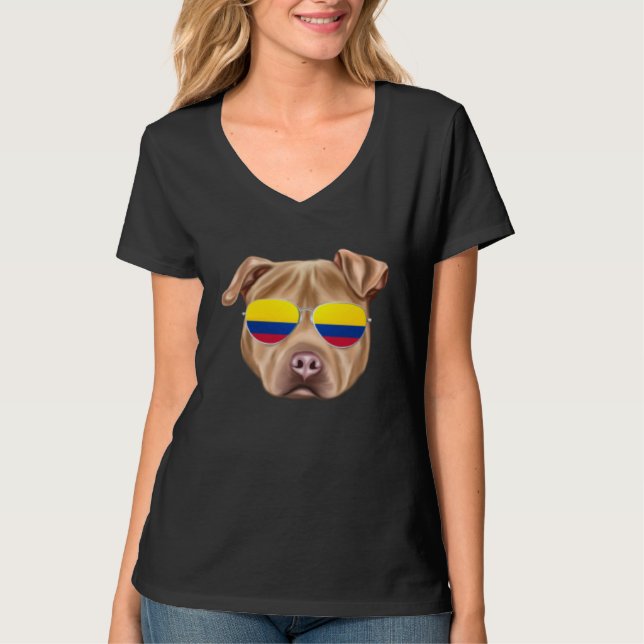 T-shirt Colombian Flag Usa Staffordshire Terrier Dog Colom (Devant)