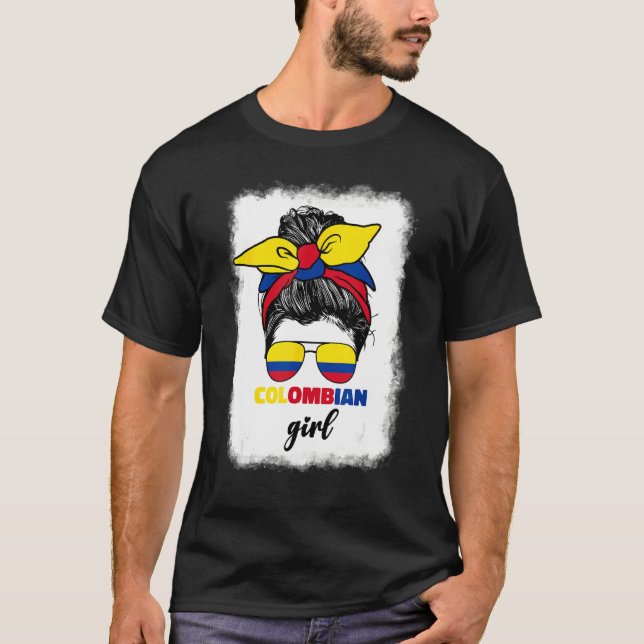 T-shirt Colombiana Colombia Flag Cute Colombian Girl For W (Devant)