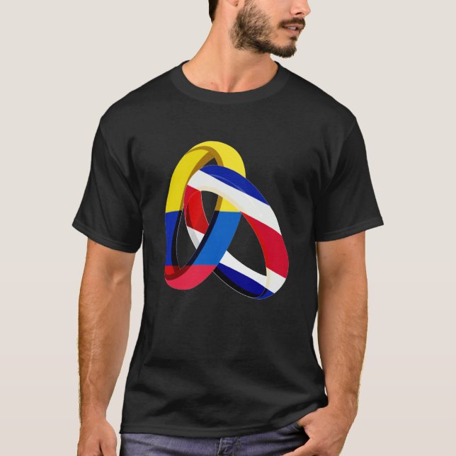 T-shirt Colombie Drapeau Costa Rica Grosse bague Mariage M (Devant)