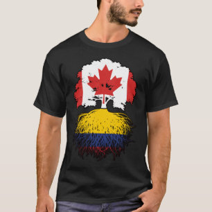 T-shirt Colombie Drapeau des racines d'arbre du Canada col