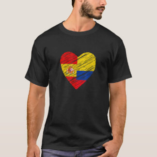 T-shirt Colombie Espagne Coeur espagnol Drapeau colombien