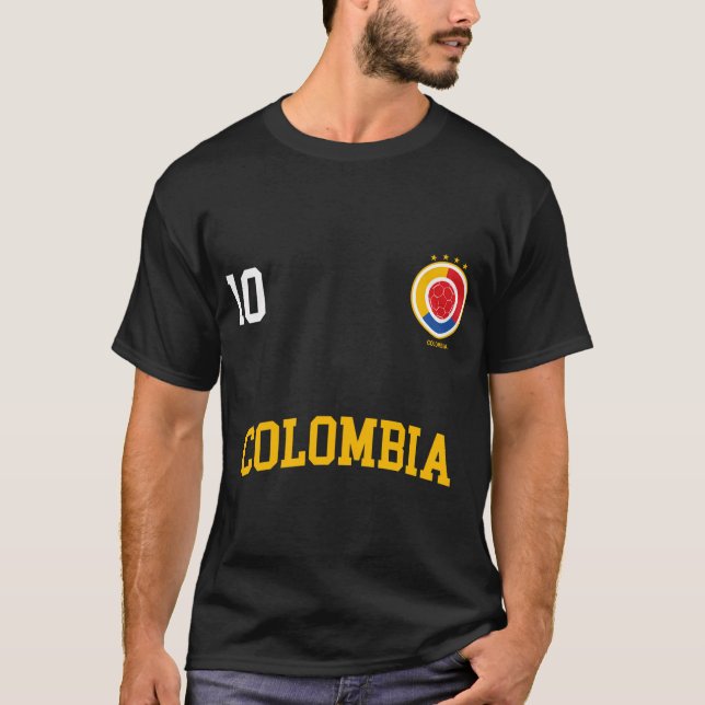 T-shirt Colombie Football No 10 Drapeau colombien Camiseta (Devant)