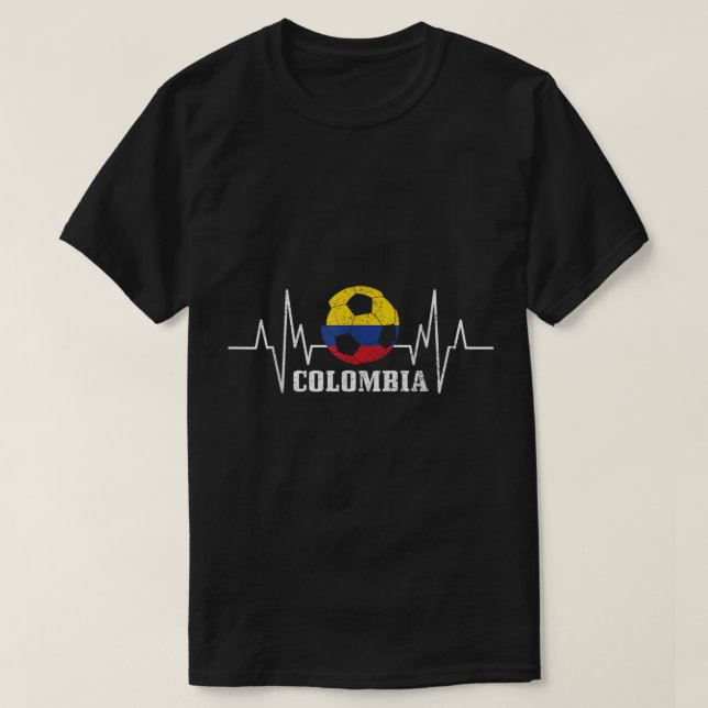 T-shirt Colombie Heartbeat Drapeau Colombien Fan Pride Soc (Design devant)
