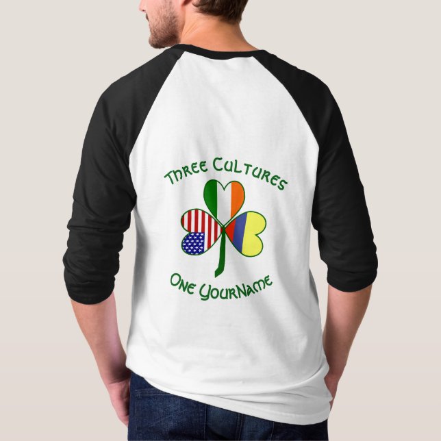 T-shirt Colombie Irlande USA Shamrock Drapeau Personnalisé (Dos)
