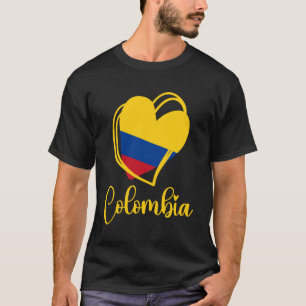 T-shirt Colombie Patriotique Cœur Mignon Drapeau Colombien
