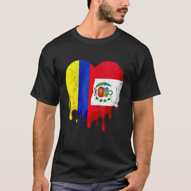 T-shirt Colombie Pérou Drapeau Coeur Citoyen Grown Patriot (Devant)