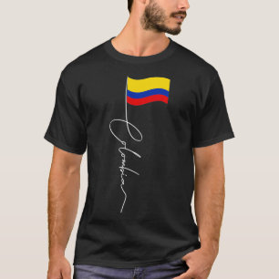 T-shirt Colombie Signature Drapeau Pole Patriotique Colomb