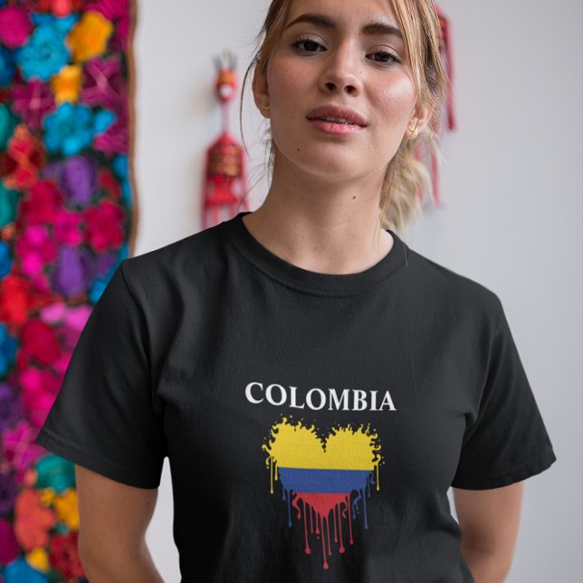 T-shirt Colombie stupéfiant Déchirer le drapeau du coeur (colombia flag love woman t shirt)