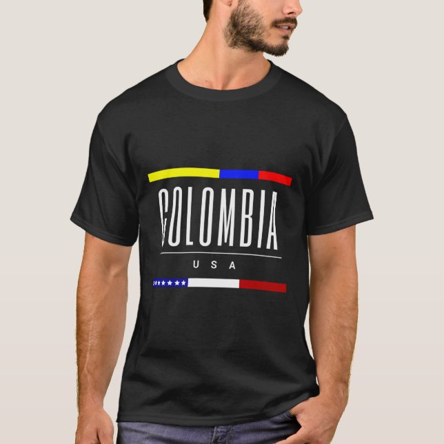 T-shirt Colombie Usa Drapeau Amitié Né Cadeau Famille (Devant)