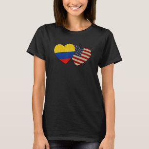 T-shirt Colombien Américain Couple Heart Love Drapeau Vale