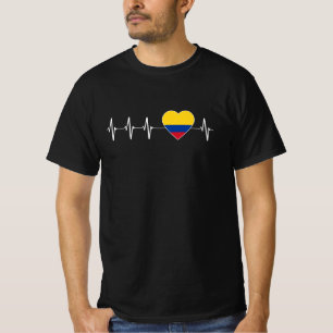 T-shirt Colombien Heartbeat I Love Colombia Flag Heart