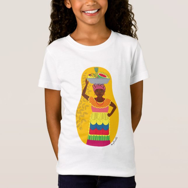 T-Shirt Colombienne, Palenquera Matryoshka Girls (Devant)