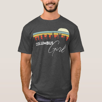 T-shirt Colombus Girl Retro Sunset City Skyline Souvenir
