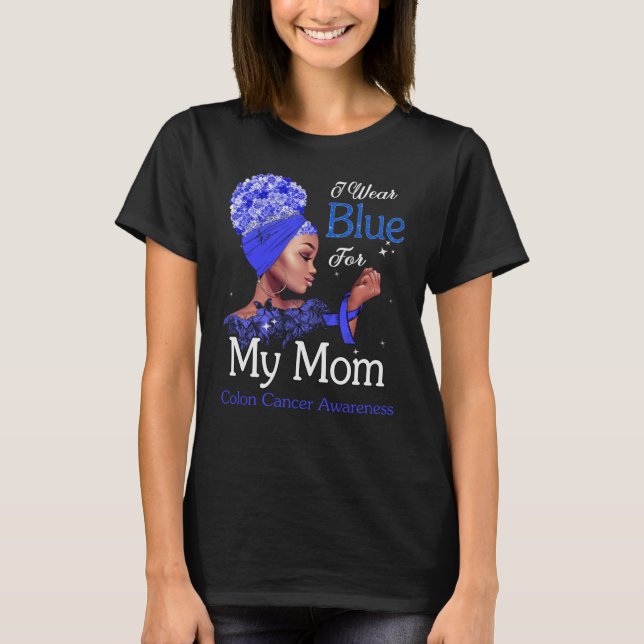 T-shirt Colon Cancer Awareness Black Girl Je Porte Du Bleu (Devant)