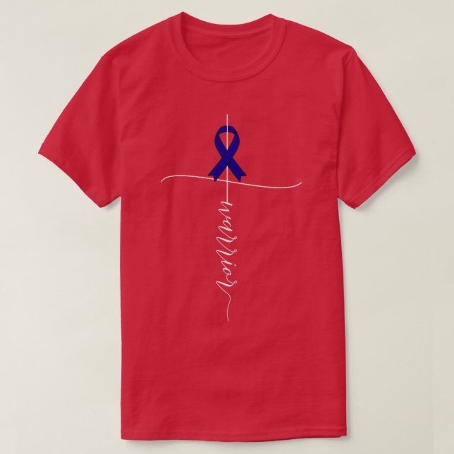 T-shirt Colon Cancer Awareness Warrior Blue Ribbon Gift3 (Design devant)