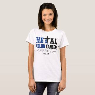 T-shirt Colon Cancer Christian Luke 1:37 Bleu foncé Ruban