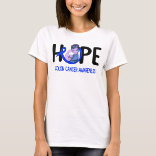 T-shirt colon cancer guerrier espoir ruban bleu