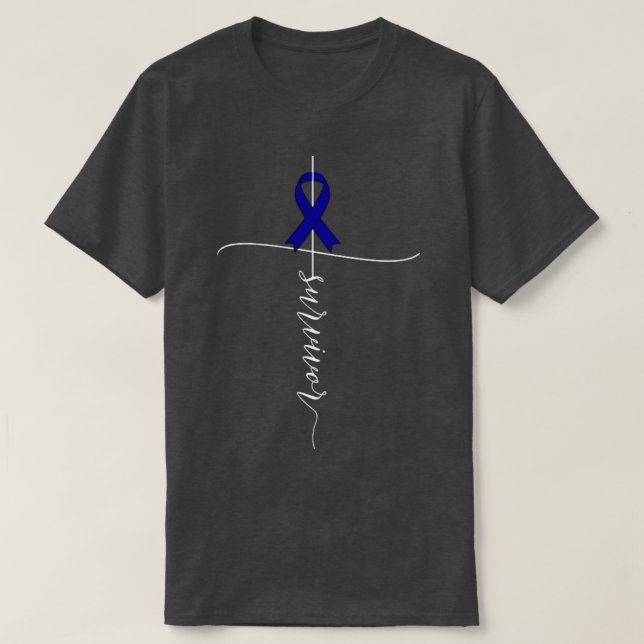 T-shirt Colon Cancer Sensibilisation Survivante Blue Ribbo (Design devant)