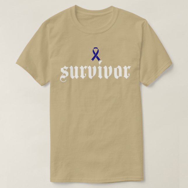 T-shirt Colon Cancer Sensibilisation Survivante Blue Ribbo (Design devant)