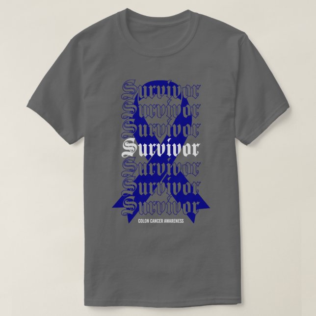 T-shirt Colon Cancer Sensibilisation Survivante Blue Ribbo (Design devant)