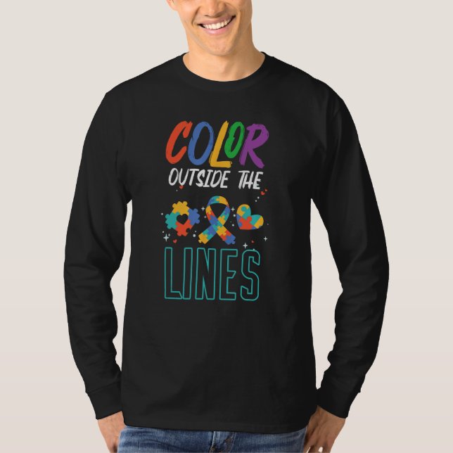 T-shirt Color Outside The Lines Autistic Autism Awareness (Devant)