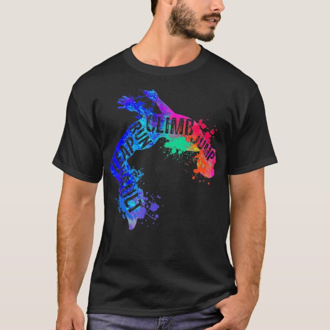 T-shirt Color splash Parkour Backflip Free Running (Devant)