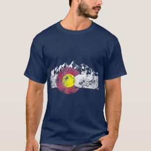 T-shirt Colorado Drapeau Montagnes Retro Vintage désorgani