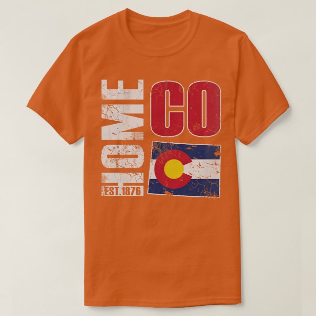 T-shirt Colorado Home CO 1876 Drapeau d'Etat (Design devant)