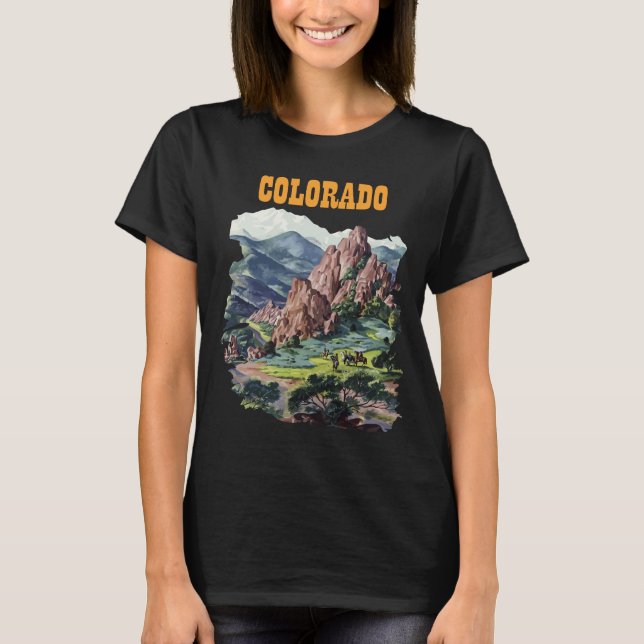 T-Shirt Colorado Mountains Voyage Vert (Devant)